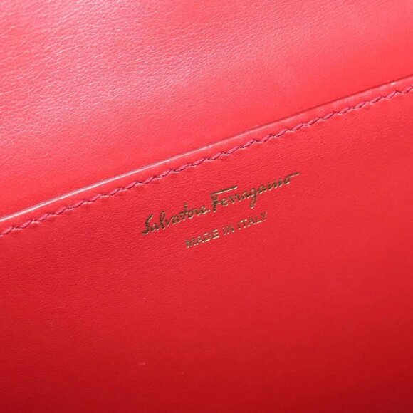 Salvatore Ferragamo Gancini Backpack PVC Leather Beige Gold Auth - Picture 13 of 16